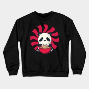cute japanese panda eating ramen cuteness enthusiasts Crewneck Sweatshirt